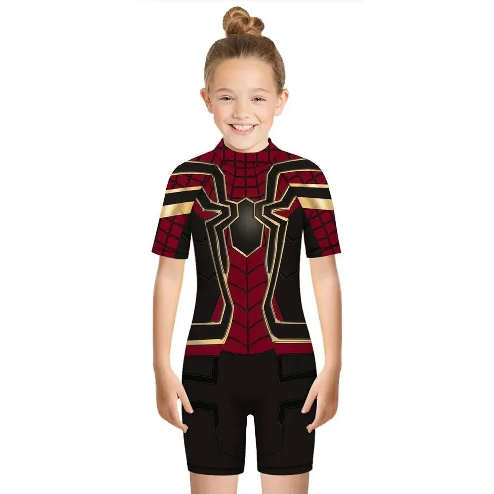 Kids Unisex 3D Print One Pc Swimsuits Short Sleeve Rashguard Bathing Suit Medium